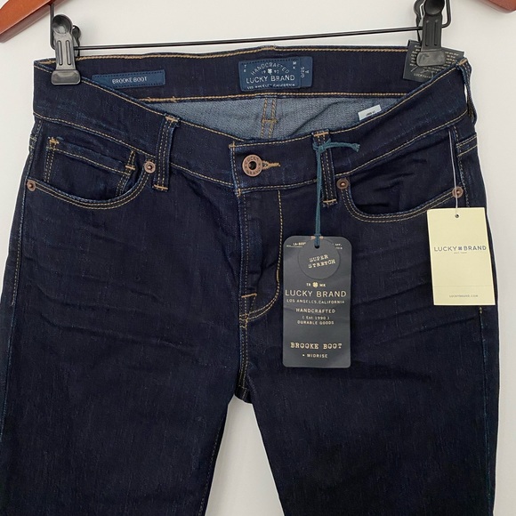 NWT 🏷 Lucky Brand Brooke Boot Mid Rise (Raw Hem) Denim Blue Jeans - Picture 3 of 11